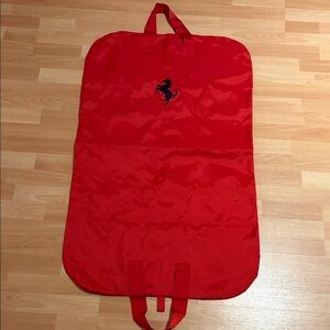 Ferrari Red Travel Garment Bag with Prancing Horse Logo